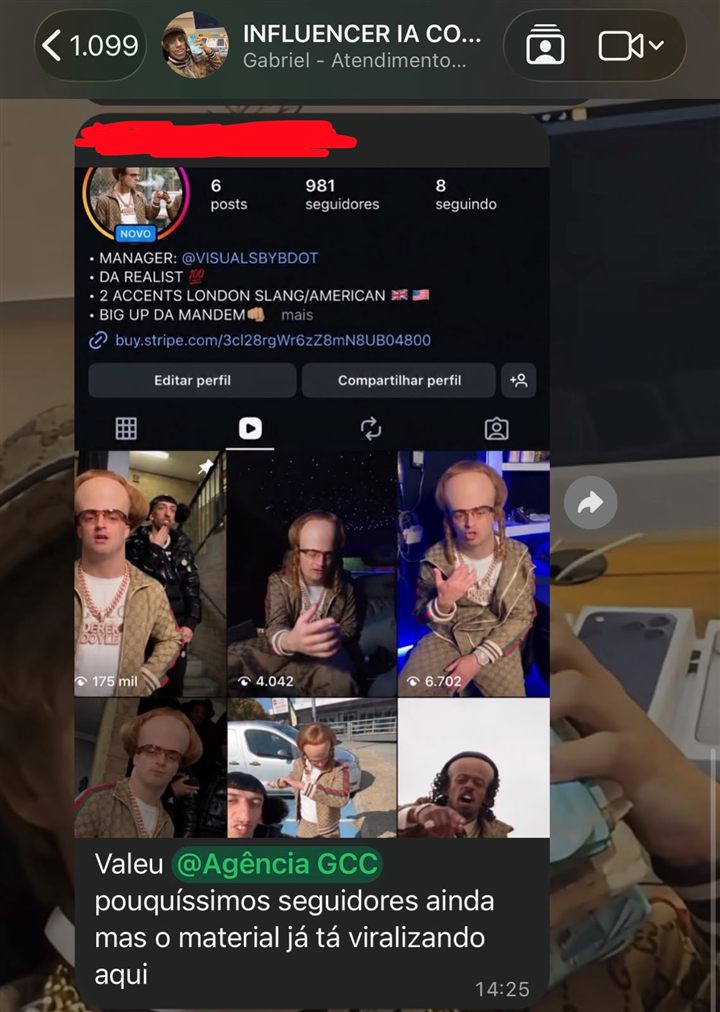 Print de perfil novo com vídeo de 175 mil visualizações